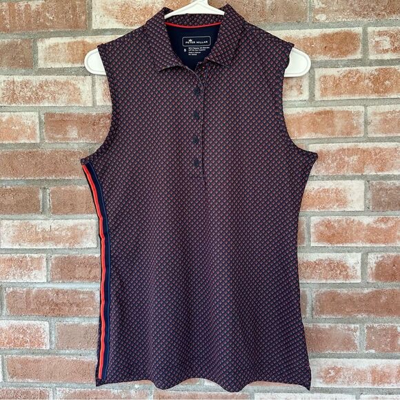 Peter Millar Golf Sleeveless Polo Deco Star Women’s Small UPF 50+ Blue - Picture 1 of 9